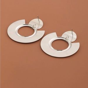 Silver Round Glamorous Statement Earrings